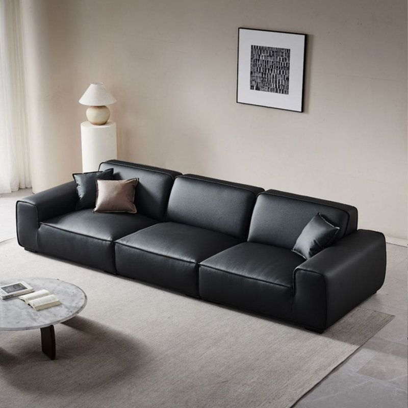 Upstyled Clothing Black Genuine Leather Modular Sofa cushion couch Wayfair